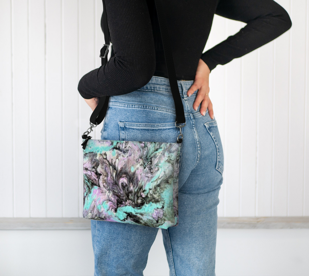 Turquoise Splash - Vegan Leather Crossbody Purse