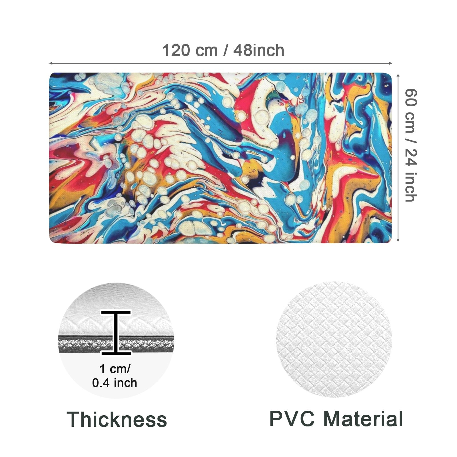 Color Me Happy PVC Anti-Fatigue Kitchen Mat 48x24inch