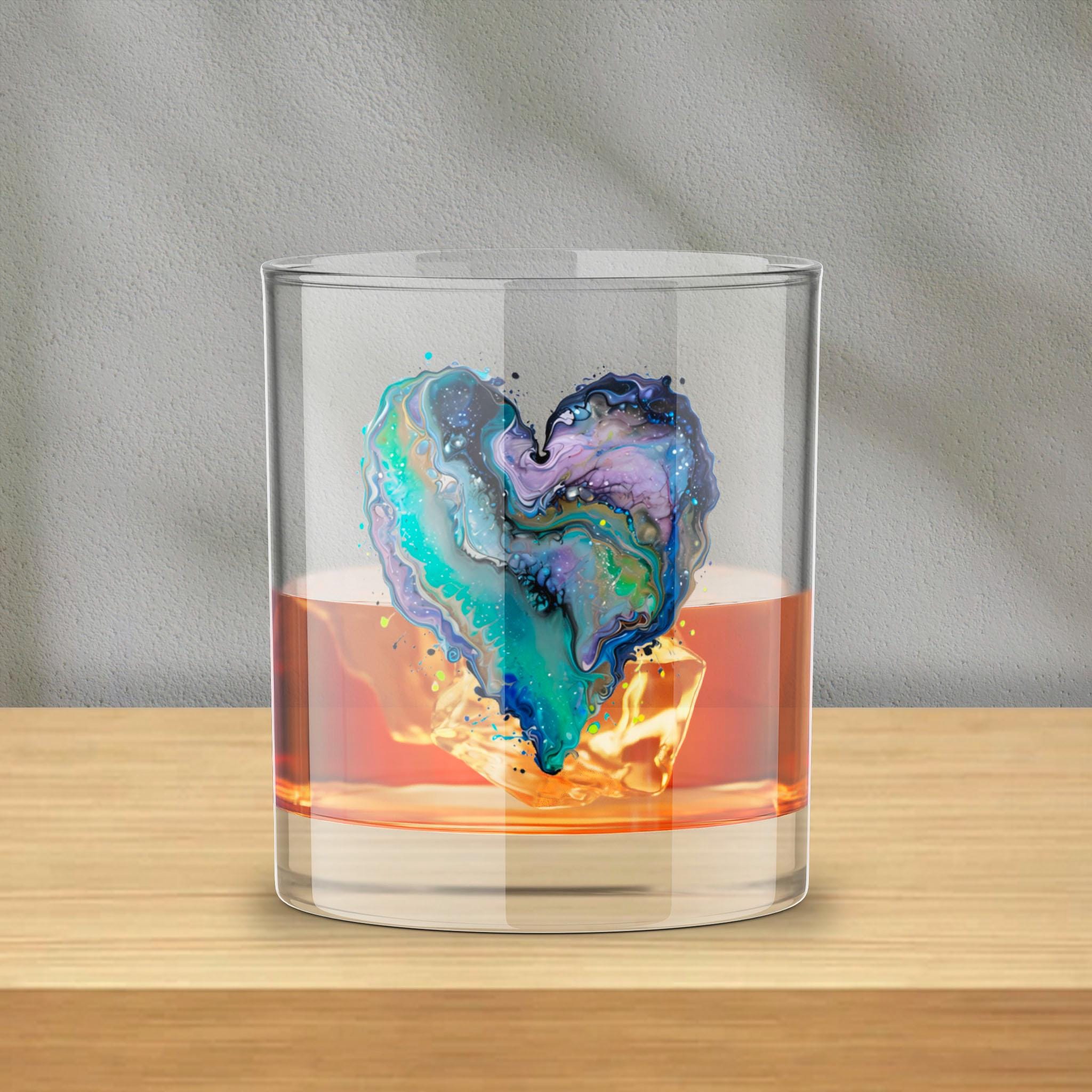 Fluid Art Heart - Whiskey Glass