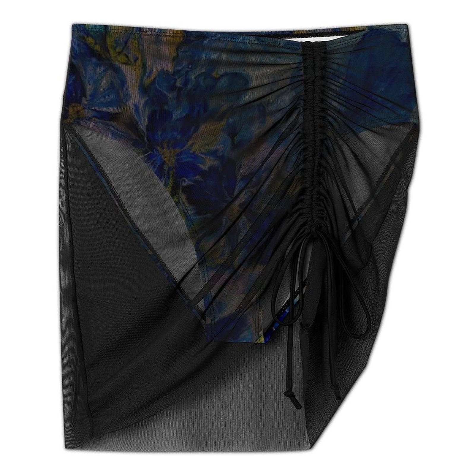 Royal Blue Garden - Design Women's Mesh Drawstring Skirt and Swimsuit Set