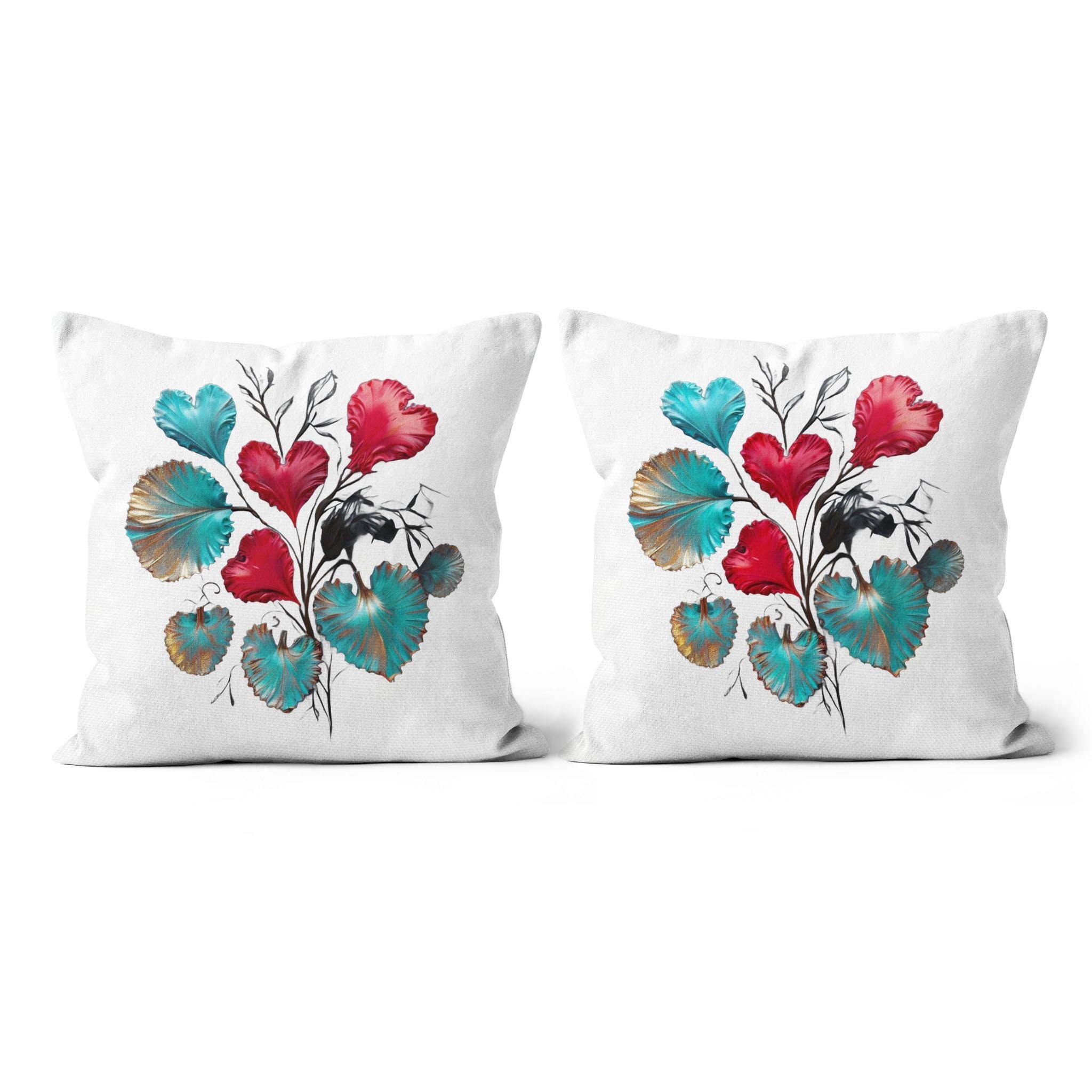 Hearts Grow Fonder - All-over Print Canvas Throw Pillow Set (12x12)
